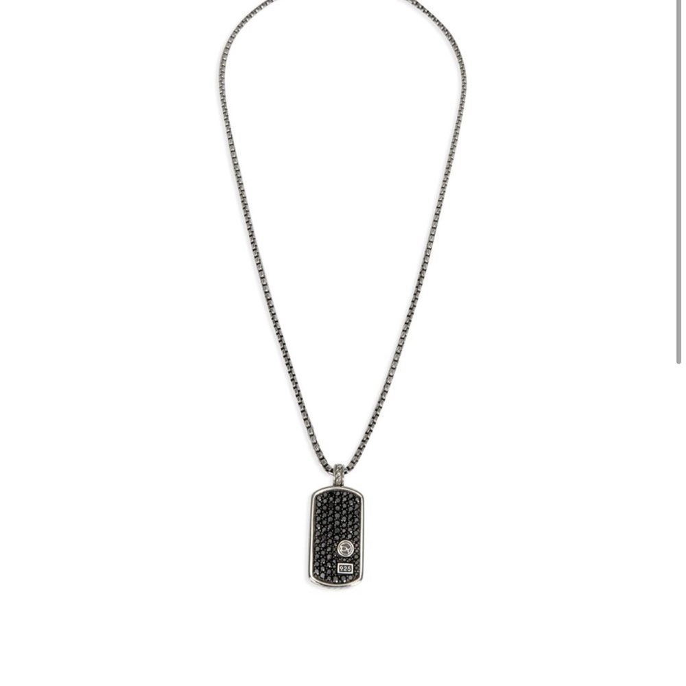 David Yurman Black Pave Diamond Tag Pendant ONLY (Chain Not Included)